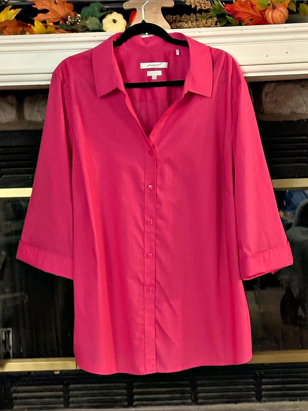 Foxcroft Wrinkle Free 22W Shaped Button Down Shirt in Pink Size 22W Like New